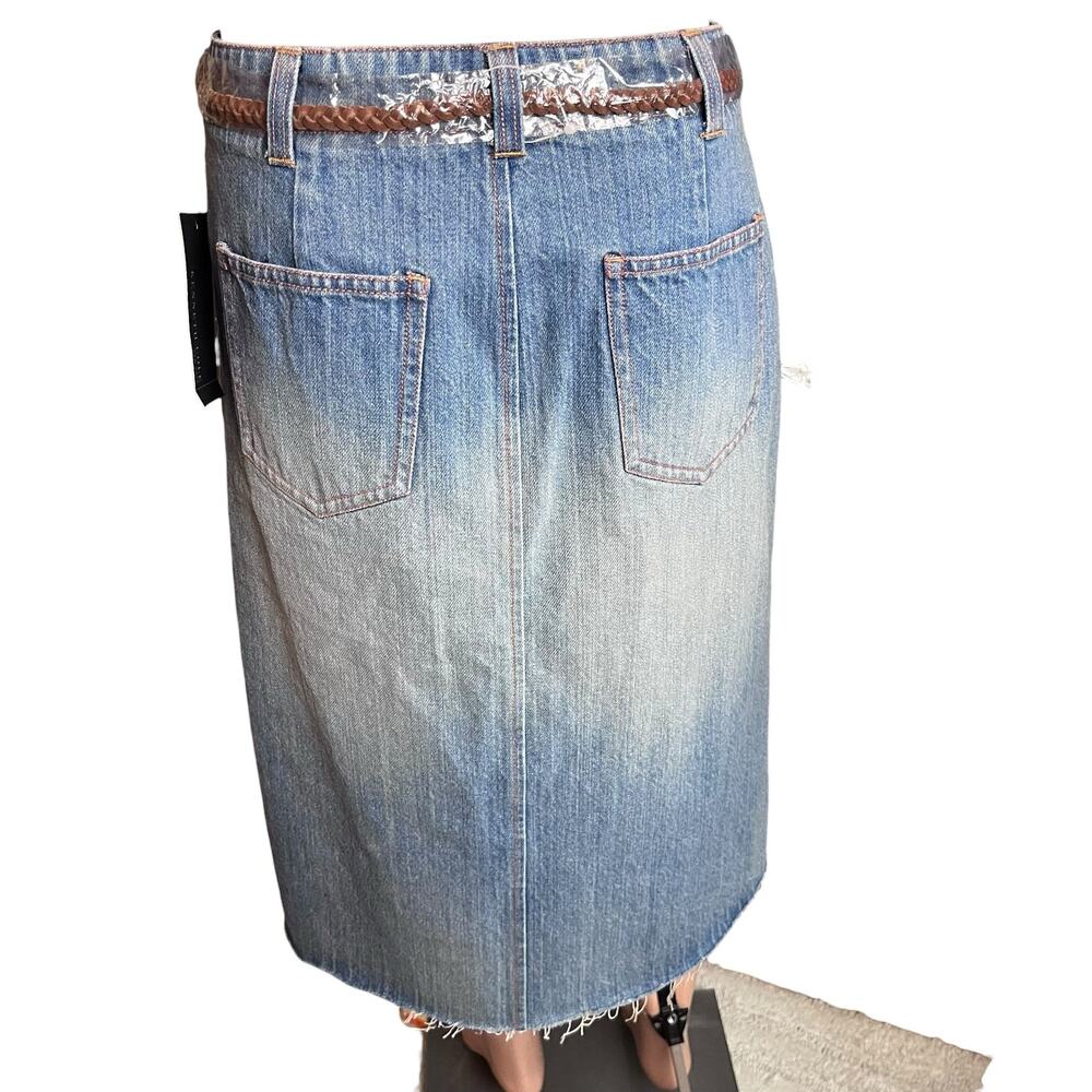 Kenneth Cole NY Embroidered Denim Midi Skirt 8 New With Tags Belted Cottagecore - Picture 3 of 6